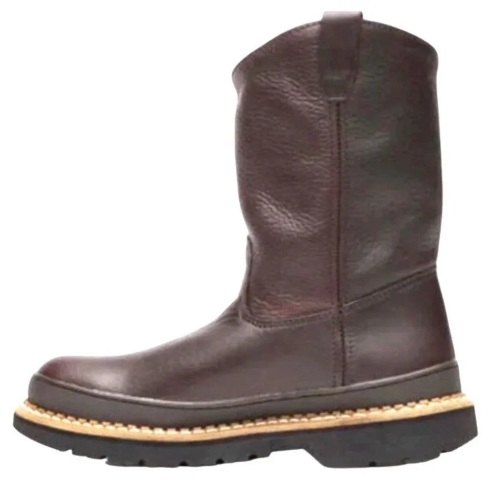 Georgia® Giant Wellington Pull-on work boot Soggy Brown Leather Men’s Size 12 M
